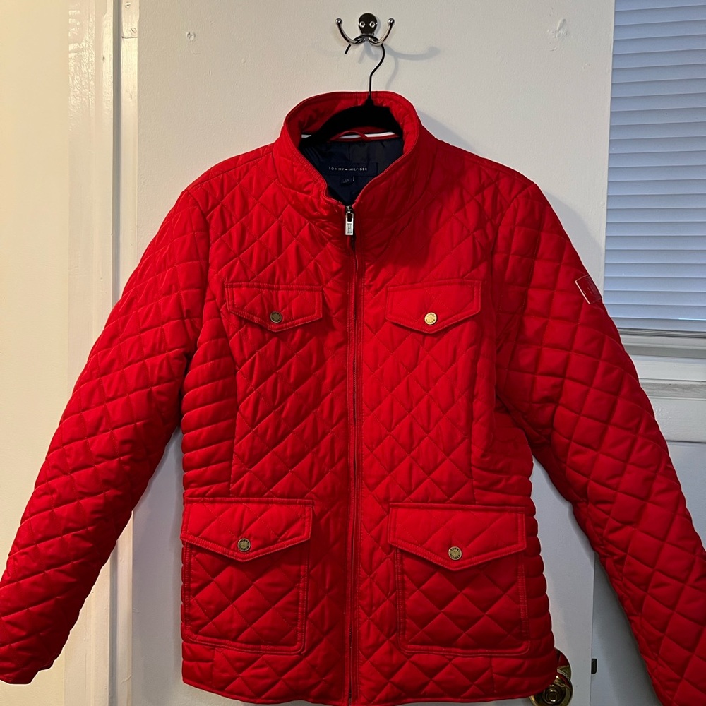 Tommy Hilfiger Red Quilted Puffer Jacket